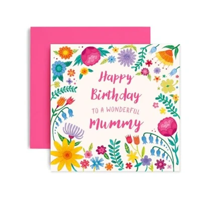 Image of Huxters Happy Birthday Card for Mummy Her Floral Heart Gift 14.8cm (Mummy Birthday)