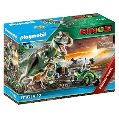 Image of Playmobil 71183 Dinos T Rex Attack with Raptor and Quad, jurrasic World, Fun Imaginative Role Play, PlaySets Suitable for Ages 5+