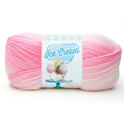 Image of Lion Brand Yarn Company 100 Percent Acrylic Ice Cream Yarn, Strawberry, 923 207,10.89 x 10.89 22.32 cm