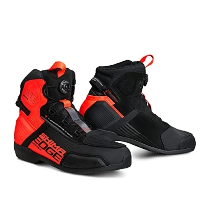 Image of SHIMA EDGE VENTED Motorbike Boots for Men Ventilated Leather Shoes Summer ATOP Motorcycle Short Ankle Protector Urban Bike Casual Classic Riding Motor Boot (Mens, Vent, Red, 41)