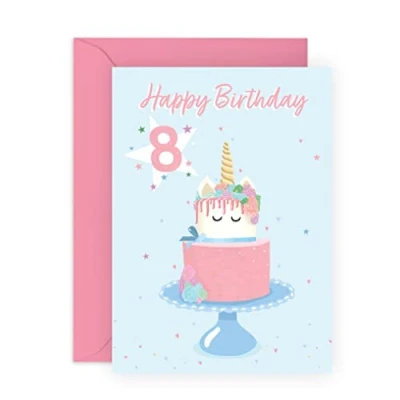 Image of Central 23 Unicorn Birthday Card For Girls 8 Year Old Girl Gifts Granddaughter Cards Daughter Age Eight Comes With Fun Stickers Made In UK