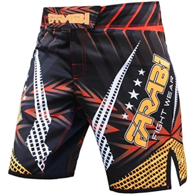 Image of Farabi MMA Boxing Kickboxing Muay Thai Mix Martial Arts Cage Fighting Grappling Training Gym wear Clothing Shorts Trunks (Yellow, Small)