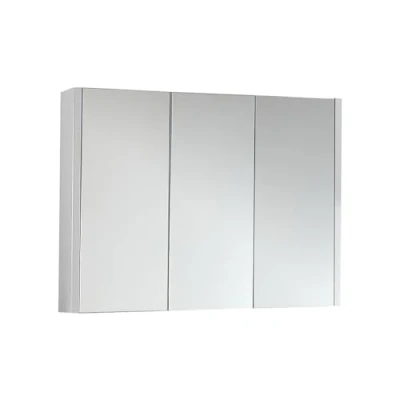 Image of Milano Lurus Modern White 899mm x 650mm Wall Mounted 3 Mirrored Door Bathroom Cabinet