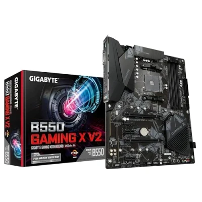 Image of Gigabyte B550 Gaming X V2 Motherboard Supports AMD Ryzen 5000 Series AM4 CPUs, 10+3 Phases Digital Twin Power Design, up to 4733MHz DDR4 (OC), 2xPCIe 3.0 M.2, GbE LAN, USB 3.2 Gen1