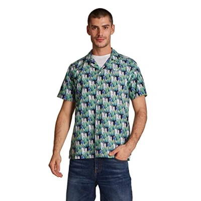 Image of La Martina Mens Short Sleeve Shirt TMC024 PP575 man Green Cotton Size Medium