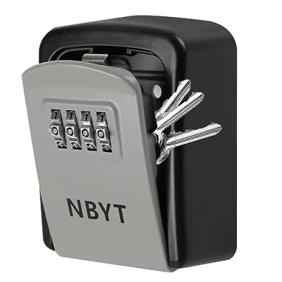 Image of NBYT Portable Combination Lock keybox, Wall Mount,For House Keys Key Hiders to Hide a Outside,Waterproof Safe Storage Box (Small size)