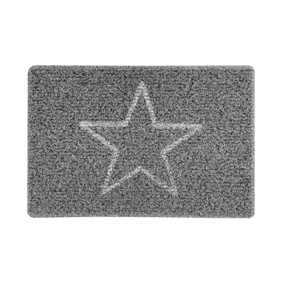 Image of Nicoman STAR Embossed Shape Door Mat Trapper Jet Washable Doormat (Use Indoor or Sheltered Outdoor), Small (60x40cm), Black with Grey