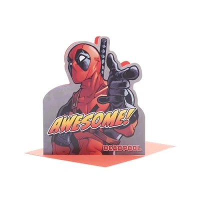Image of UK Greetings Marvel Deadpool Greeting/Birthday Card for Him/Boy Awesome Design