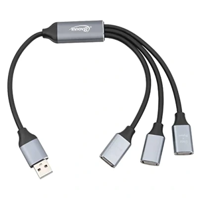 Image of INNOV8 USB 2.0 A Male to 3 x Female Ports Data Charge Hub Splitter Cable (0.3m)