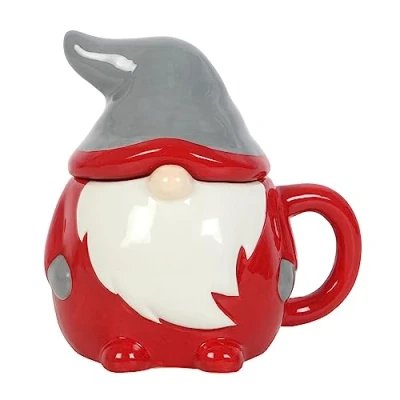 Image of Something Different Wholesale Festive Gonk Lidded Mug Christmas Gnome Design Quirky Drinkware 300ml Capacity