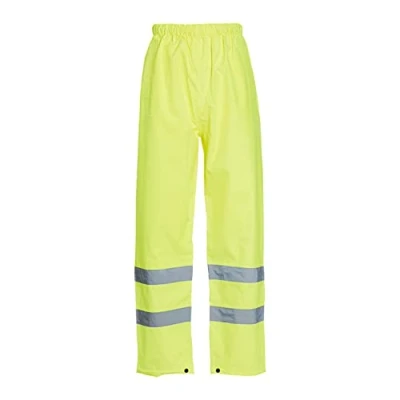 Image of Blackrock Yellow Hi Vis Waterproof Overtrousers, Reflective High Viz Visibility Safety Work Trousers Men&#039;s &amp; Women&#039;s, Rain Pants, Workwear Overalls, Fully EN Certified Size Large
