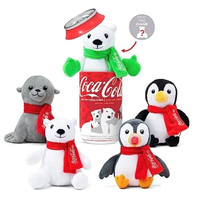 Image of Coca Cola Pop Cans! Collectible 5&quot; Plush Stuffed Animal in 12oz Can Character Will Vary Collect Them All!