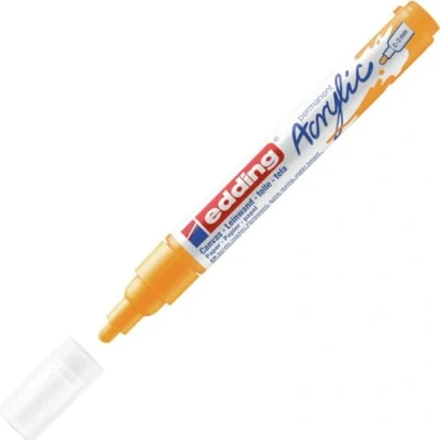 Image of edding 5100 acrylic marker medium sunny yellow 1 waterproof paint round nib 2 3mm pen for drawing on canvas, art paper and wood markers pebbles