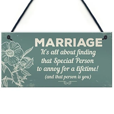 Image of RED OCEAN Marriage Annoy For A Lifetime Funny Novelty Hanging Plaque Friendship Sign Mum Dad Birthday Gift