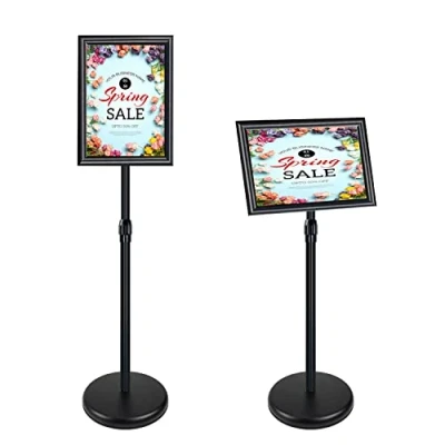 Image of NewZeal A4 Poster Stand Floor Standing Display Holder Snap Frame Aluminum Sign Holder, Angle &amp; Height Adjustable Telescoping，Notice for Wedding/Business Activities Display, Black