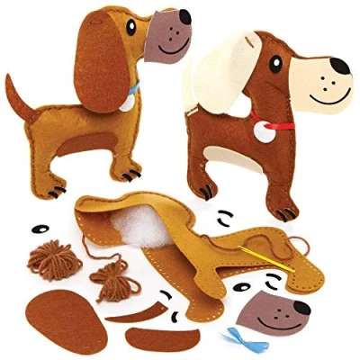 Image of Baker Ross FE367 Dog Cushion Sewing Kits Pack of 2, Set for Children, Creative Activities Kids, Ideal Arts and Crafts Project