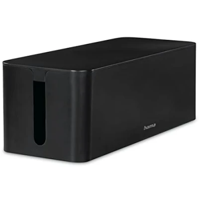 Image of Hama Cable Box Maxi (Cable for Power Strip, Easy Management, Office, Desk, Home, Storage of Chargers, Hard Drives etc., with Rubber Feet) Black
