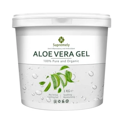 Image of Supremely 100% Pure Aloe Vera Gel 1Kg Soothing &amp; Hydrating Multipurpose Face Body Hair Care Ideal for Sensitive Skin Freshly Cut From Farms
