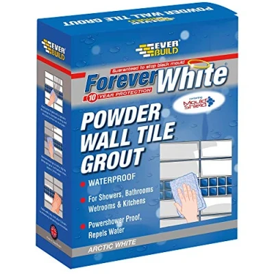 Image of Everbuild Forever White Powder Wall Tile Grout Water Resistant Contains Mould Shield Suitable For Interior Use Only Arctic 3kg
