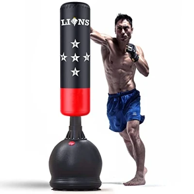 Image of Free Standing Boxing Punch Bag &amp; Base Stand 5.5ft /Kick Boxing/Martial Ats/MMA Dummy Equipment Punching Training (Black Target, 5.5ft)