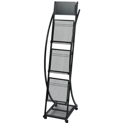 Image of vidaXL Magazine Rack 40x32x131 cm Black A4