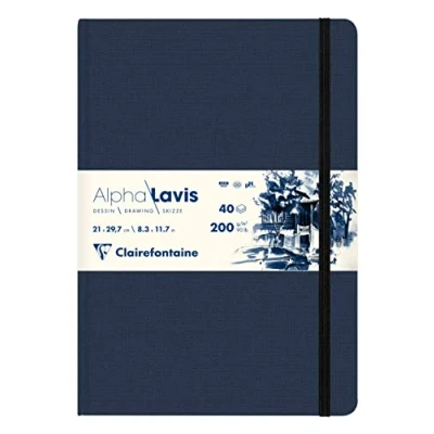 Image of Clairefontaine 975962C Stitched Notebook Alpha Lavis 40 Sheets Smooth White Drawing Paper A4 21 x 29.7 cm 200g Ideal for graphic arts