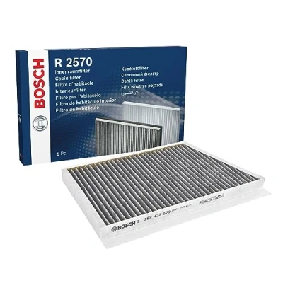 Image of 2038301018, A2038301018 Pollen Filter BOSCH 1 987 432 570 Activated Carbon 332mm 189mm 26mm MERCEDES BENZ: CLK Coupe, C Class Saloon, CLC