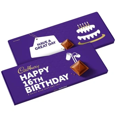 Image of Cadbury Dairy Milk Happy 16th Birthday Gift Chocolate Bar Extra Large 850g