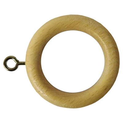Image of Swish Wooden Curtain Pole Rings Pack of 6 Natural Waxed Pine