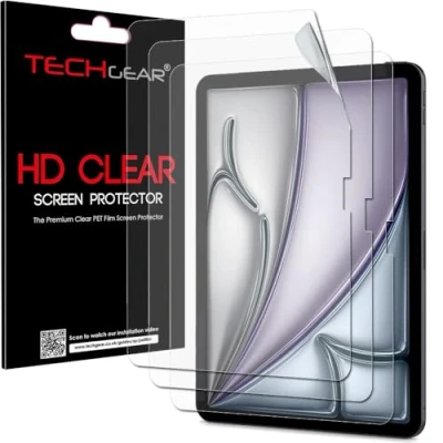Image of TECHGEAR [3 Pack] Screen Protectors for Apple iPad Air 11 Inch (M2) 2024, 6th Generation [New EASY FIT] HD CLEAR Edition Protector Guard Covers