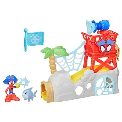 Image of Spidey and his Amazing Friends Marvel Toys Water Webs Island Spider Man Playset