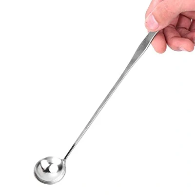 Image of Hztyyier Long Handle Spoon Ice Tea Stainless Steel Iced Teaspoon for Mixing, Cocktail Stirring, Tea, Coffee, Milkshake, Cold Drink(Round Spoon)