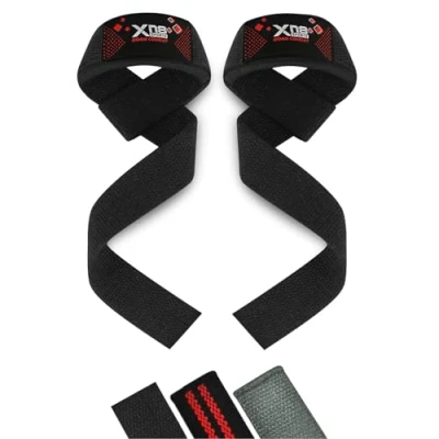 Image of XN8 Weight Lifting Bar Straps Non Slip Padded Wrist Support Great for Powerlifting Bodybuilding Gym Workout Webbing Grips Deadlifts &amp; Fitness
