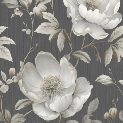 Image of Muriva Alethia Floral Black Wallpaper 227503