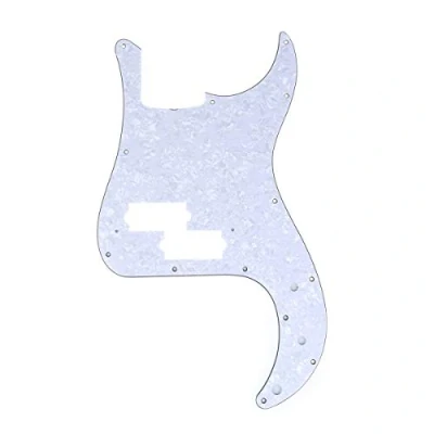 Image of Musiclily Pro 13 Hole P Bass Pickguard for JPN Fender Japan 4 String Precision Bass, 4Ply White Pearl