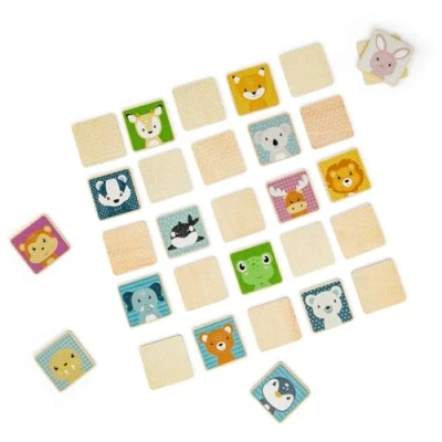 Image of Bigjigs Toys Animal Match 30 Piece Wooden Animals Pairing Game, Travel Toy For Toddlers, Fun &amp; Educational Kids Games, Toddler Gifts, Age 2+ Years