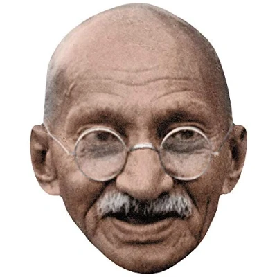 Image of Mahatma Gandhi (Moustache) Celebrity Mask, Flat Card Face, Fancy Dress Mask