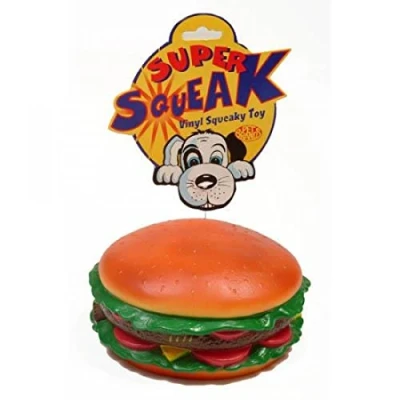 Image of Pet Brands Super Squeak Hamburger Classic Dog Toy