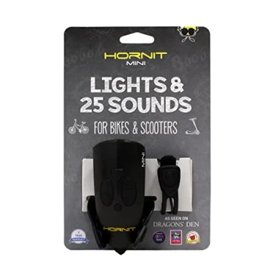 Image of HORNIT MINI Bike Bell Black/Black Bicycle Horn Kids Scooter Accessories 25 Sound Effects/ 5 Lights