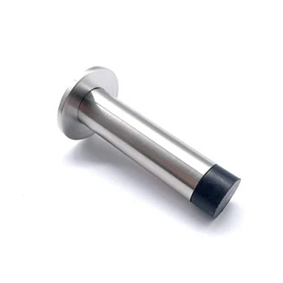 Image of Door Stop Wall or Skirting Mounted Satin Stainless Steel 78mm Projection Concealed Fixings On Rose (2)