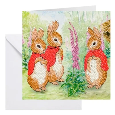 Image of CRYSTAL ART The Flopsy Bunnies Card 18x18cm