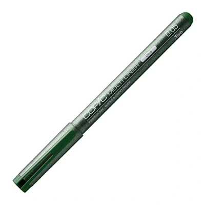 Image of Copic Multiliner Olive 0.05mm Drawing Pen with Water and Alcohol Resistant Pigment Ink in Green Professional Fineliner for Sketching, Illustrations Outlines