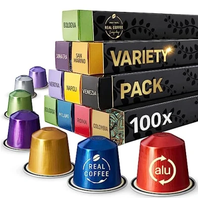 Image of Variety Pack: 100 Nespresso Compatible Pods. 9 Different Varieties with Coffee Capsules.