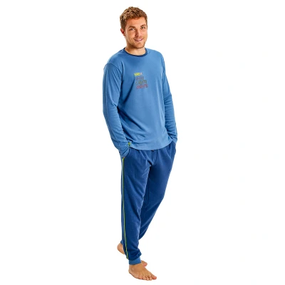Image of Munich Mens Long Sleeve Winter Pajamas MUDP0452 Blue Size Small