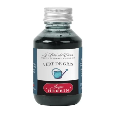 Image of Jacques Herbin 17007T Flacon d&#039;encre à écrire 100ml Stylo Plumes, stylos Roller Vert de gris