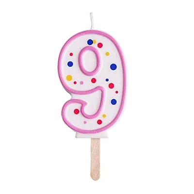 Image of PME Pink Number 9 Candle, 4 x 1 6.3 cm