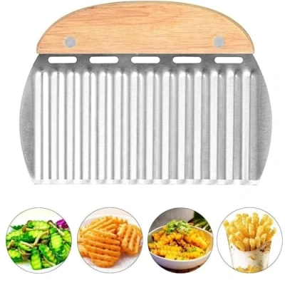 Image of Rpanle Stainless Steel Wave Cutter, Knife Potato Cutter for Potatoes, Crinkle, French Fries and Fruits, Vegetable Blade with Scalloped Edge Vegetables, Onions
