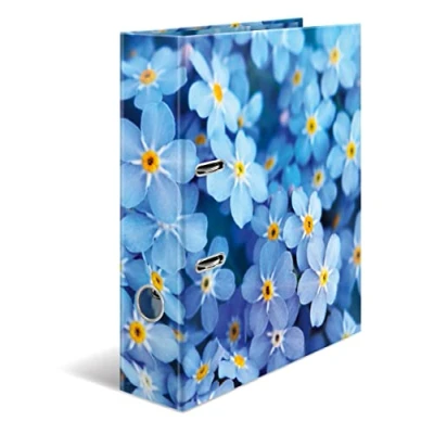 Image of HERMA Folder A4 Blue Flowers, 7 cm Wide, Children&#039;s Ring Binder with Plants Motif, Colourful Lever Arch File Inner Print for Boys and Girls