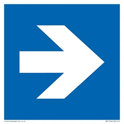Image of Viking Signs Custom Mandatory: Right arrow Sign 150x150mm S15, Blue/White