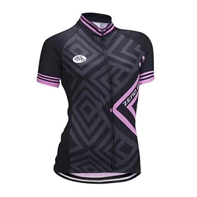 Image of ZEROBIKE Women&#039;s Short Sleeve Breathable Cycling Jersey, Quick Dry Biking Shirt Cycle Tops Racing Bicycle Clothes, 0028, L